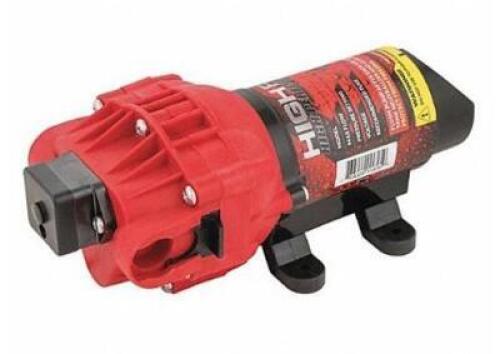 DESCRIPTION: (1) DIAPRAGM DIAPHRAGM PUMP BRAND/MODEL: HIGH-FLO/5151087 INFORMATION: MAX PRESSURE: 60 PSI/MAX FLOW: 2.4 GPM RETAIL$: 106.90 SIZE: 4"W X