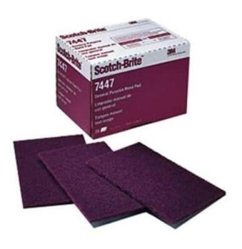 DESCRIPTION: (3) PACKS OF (20) GENERAL PURPOSE HAND PAD BRAND/MODEL: SCOTCH-BRITE/7447 INFORMATION: VERY-FINE/MAROON RETAIL$: 27.00 PER PK OF 20 SIZE: