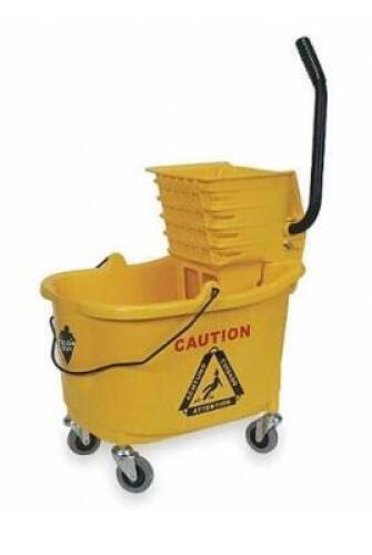 DESCRIPTION: (1) PLASTIC MOP BUCKET BRAND/MODEL: TOUGH GUY/2PYH4 INFORMATION: YELLOW/CAPACITY: 8-3/4 GAL RETAIL$: 115.02 SIZE: 16-17/32"W X 24-1/16"L