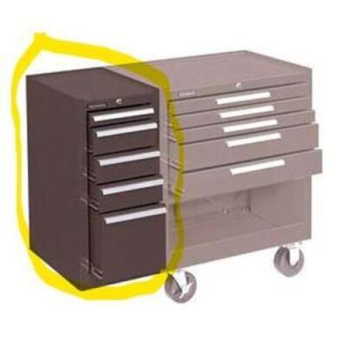 DESCRIPTION: (1) HANG-ON SIDE CABINET BRAND/MODEL: KENNEDY/205XB INFORMATION: BROWN/5-DRAWER/MINOR SCRATCH, MUST COME INTO INSPECT RETAIL$: 1,117.65 S