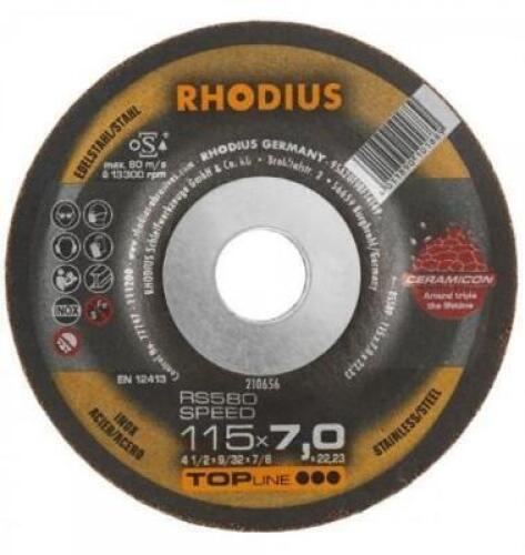 DESCRIPTION: (1) PACK OF (25) GRINDING DISC BRAND/MODEL: RHODIUS/RS580 INFORMATION: FOR USE WITH: STAINLESS STEEL/TYPE 27 RETAIL$: 252.50 PER PK OF 25