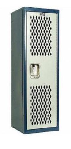 DESCRIPTION: (1) WARDROBE LOCKER BRAND/MODEL: HALLOWELL/HTL151548-1JP INFORMATION: VENTILATED/1-TIER/BLUE & GRAY RETAIL$: 258.18 SIZE: 48"H X 14"D X 1