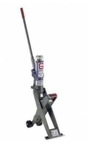 DESCRIPTION: (1) GENERAL STEEL HYDRAULIC FORK LIFT JACK BRAND/MODEL: GRAY/FLJ-400C INFORMATION: CAPACITY: 4 TON/POWER RAISE: 13-3/4"/MISSING WHEELS RE