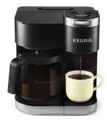 DESCRIPTION: (1) SINGLE SERVE & CARAFE COFFEE MAKER BRAND/MODEL: KEURIG/072-08-1738 INFORMATION: BLACK/LARGE RESERVOIR: 60 OZ RETAIL$: 189.99 SIZE: 12