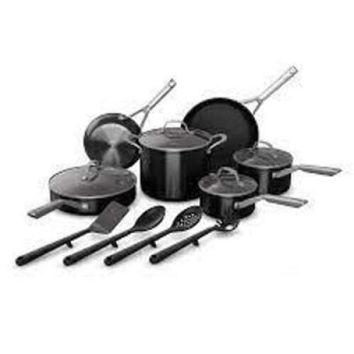DESCRIPTION: (1) NEVER STICK 14 PIECE COOKWARE SET BRAND/MODEL: NINJA FOODI INFORMATION: BLACK RETAIL$: $200.00 TOTAL QTY: 1