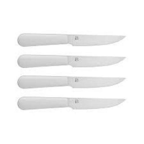 DESCRIPTION: (1) PACK OF (4) STEAK KNIVES BRAND/MODEL: BEAUTIFUL INFORMATION: WHITE RETAIL$: $11.97 TOAL SIZE: 1.00 x 6.30 x 14.80 QTY: 1