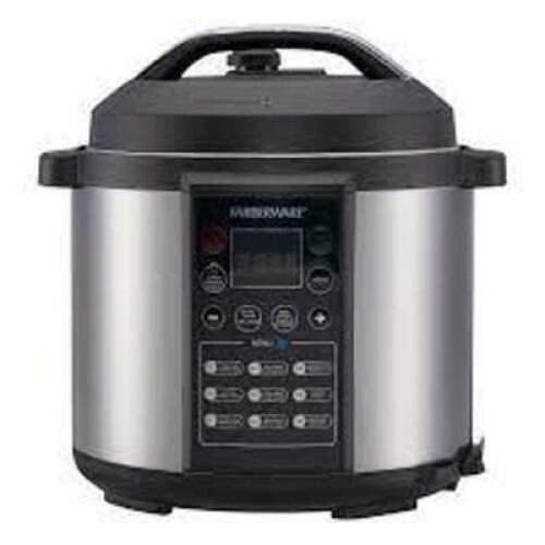 DESCRIPTION: (1) PROGRAMMABLE DIGITAL PRESSURE COOKER BRAND/MODEL: FARBERWARE INFORMATION: BLACK RETAIL$: $50.00 TOTAL SIZE: 6 QT QTY: 1