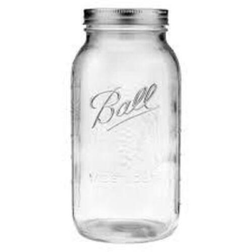 DESCRIPTION: (6) WIDE MOUTH GLASS JARS BRAND/MODEL: BALL INFORMATION: CLEAR RETAIL$: $20.00 TOTAL SIZE: 64 OZ QTY: 6