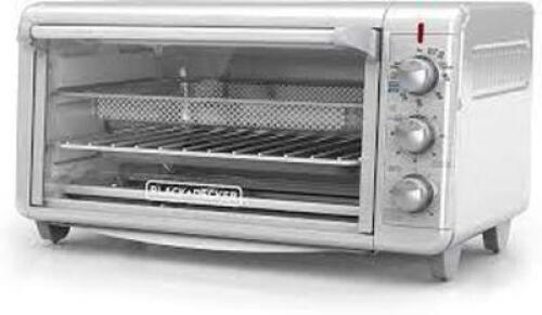 DESCRIPTION: (1) CRISP N BAKE AIR DRY TOASTER OVEN BRAND/MODEL: BLACK AND DECKER INFORMATION: SILVER RETAIL$: $60.00 EA SIZE: 6 SLICE QTY: 1