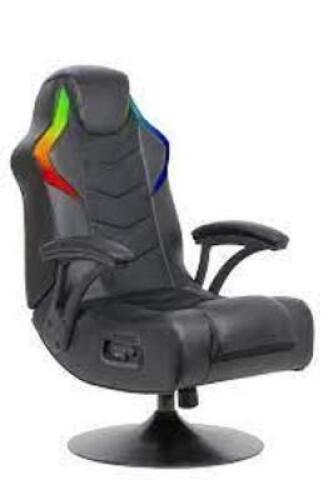 DESCRIPTION: (1) RGB AUDIO PEDESTAL CONSOLE CHAIR BRAND/MODEL: X ROCKER INFORMATION: BLACK RETAIL$: $140.00 EA SIZE: 32X25X40 QTY: 1