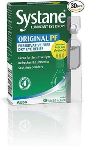 DESCRIPTION: (12) BOXES OF (30) VIALS OF LUBRICANT EYE DROPS BRAND/MODEL: SYSTANE ORIGINAL RETAIL$: $11.20 EA SIZE: 0.7 ML EA QTY: 12