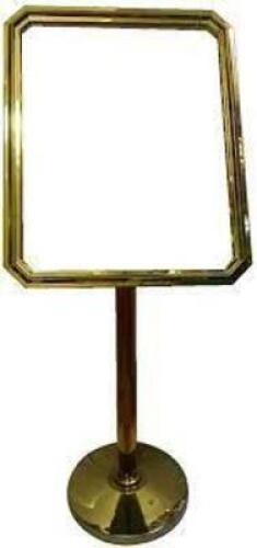 DESCRIPTION: (1) MENU PEDESTAL STAND INFORMATION: GOLD RETAIL$: 100 SIZE: MUST COME INSPECT QTY: 1
