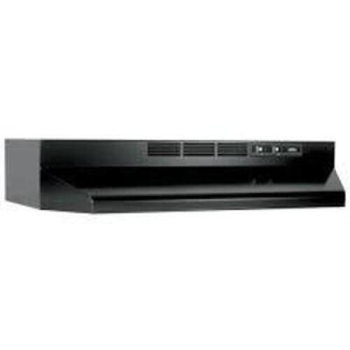 DESCRIPTION: (1) DUCTLESS UNDER-CABINET RANGE HOOD WITH ROCKER BRAND/MODEL: BROAN-NUTONE #BUEZ1 INFORMATION: BLACK RETAIL$: 139.35 SIZE: 30"W QTY: 1