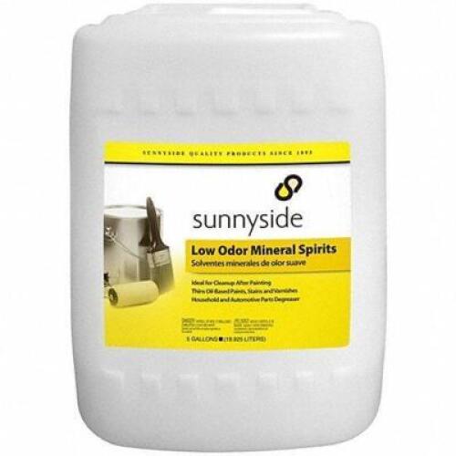 DESCRIPTION: (1) LOW ODOR MINERAL SPIRITS BRAND/MODEL: SUNNYSIDE #44ZU14 RETAIL$: 141.6 SIZE: 5 GALLON QTY: 1