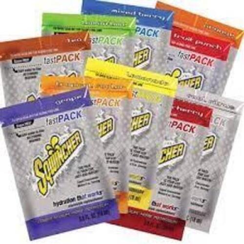 DESCRIPTION: (1) BOX OF (50) SINGLE SERVE SPORTS DRINK CONCENTRATE POWDER BRAND/MODEL: SQWINCHER FAST PACK INFORMATION: ASSORTED FLAVORS RETAIL$: $50.