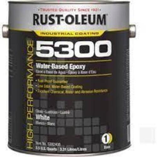 DESCRIPTION: (1) WATER BASED EPOXY BRAND/MODEL: RUST-0LEUM 5300 INFORMATION: WHITE RETAIL$: 115 SIZE: 1 GALLON QTY: 1