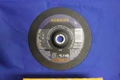 DESCRIPTION: (1) BOX OF (10) GRINDING DISC BRAND/MODEL: RHODIUS RETAIL$: $200.00 EA SIZE: 9X1/4X7/8 QTY: 1