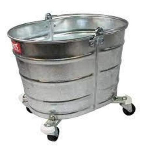 DESCRIPTION: (1) GALVANIZED STEEL OVAL BUCKET WITH CASTER BRAND/MODEL: GO VETS RETAIL$: 141 SIZE: 26 QT QTY: 1