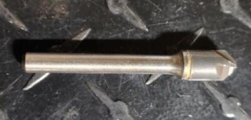 DESCRIPTION: (1) CARBIDE COUNTER SINK BRAND/MODEL: HERTEL 79562385 RETAIL$: 59.64 SIZE: 3/8" HEAD DIAM 1/4" SHANK QTY: 1