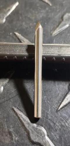 DESCRIPTION: (1) SOLID CARBIDE COUNTERSINK BRAND/MODEL: HERTEL 77422756 RETAIL$: 19.27 SIZE: 1/8" DIA 60 DEG 1.8" SD QTY: 1