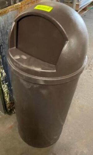 DESCRIPTION: BROWN PLASTIC TRASH CAN W/ DOME LID, ADDITIONAL INFORMATION NEW LOCATION: BAY 6 QTY: 1