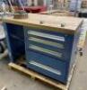 DESCRIPTION: (1) MISC INDUSTRIAL WORK DESK INFORMATION: 4-DRAWERS/2-OUTLETS/WITH LATHE CHUCK SIZE: 30"D X 48"W X 35-1/2"H QTY: 1 - 2