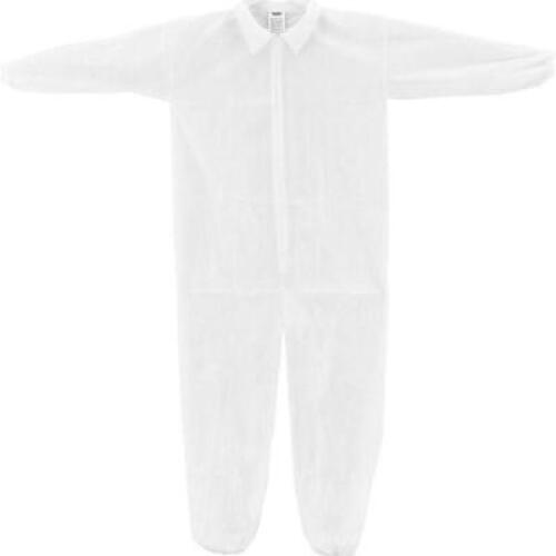 DESCRIPTION: (1) PACK OF (25) COVERALLS BRAND/MODEL: 106-PPW WE INFORMATION: WHITE/ELASTIC WRIST & ANKLE RETAIL$: 64.95 PER PK OF 24 SIZE: 4XL QTY: 1