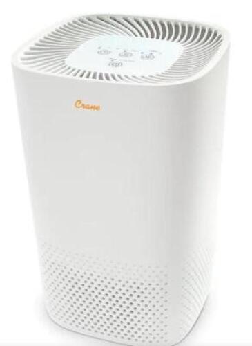 DESCRIPTION: (1) GERMICIDAL UV AIR PURIFIER BRAND/MODEL: CRANE/EE-5067 INFORMATION: COVERAGE: 250 SQ-FT/WHITE RETAIL$: 120.99 SIZE: 12.63"H X 7.64"D X