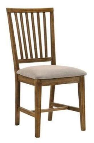 DESCRIPTION: (2) SIDE CHAIR BRAND/MODEL: ACME FURNITURE/72312 INFORMATION: PADDED SEAT/CUSHION TAN LINEN RETAIL$: 130.37 EACH SIZE: 38"H X 20"W X 19"D