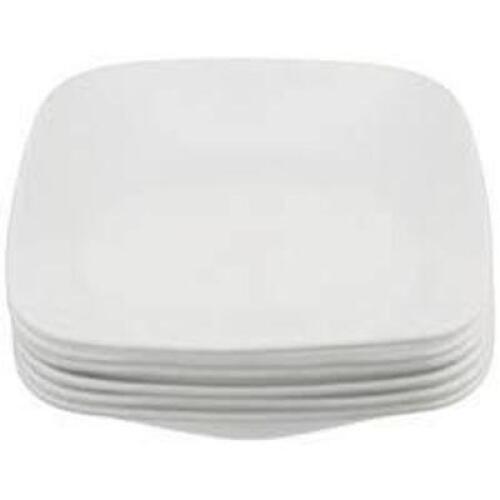 DESCRIPTION: (6) SQUARE PLATES BRAND/MODEL: CORELLE INFORMATION: WHITE RETAIL$: $38.96 TOTAL SIZE: 8.75 QTY: 6