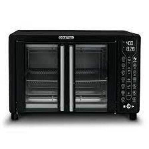 DESCRIPTION: (1) FRENCH DOOR AIR FRYER TOASTER OVEN BRAND/MODEL: GOURMIA DIGITAL INFORMATION: BLACK RETAIL$: $100.00 EA SIZE: 17.00 x 12.50 x 11.50 QT