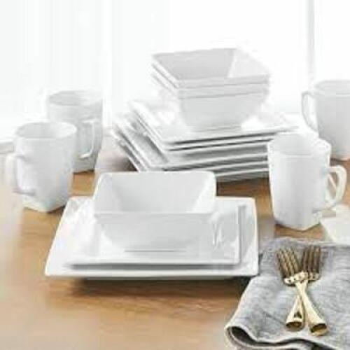 DESCRIPTION: (1) SET OF HARD SQUARE DINNERWARE SET BRAND/MODEL: BETTER HOMES AND GARDEN # BH13-036-199-01-COM INFORMATION: WHITE RETAIL$: $50.00 EA SI
