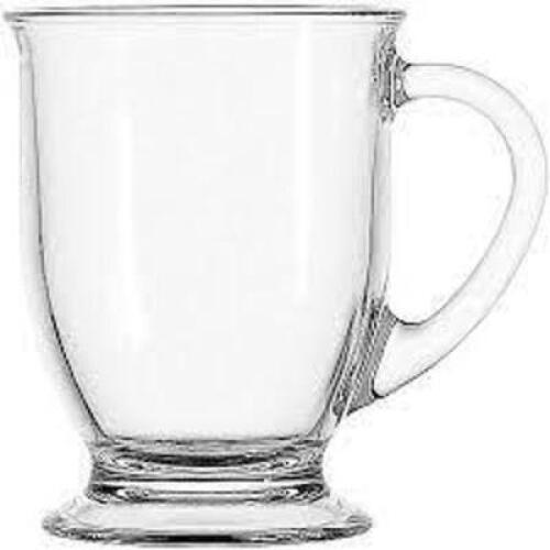 DESCRIPTION: (4) CAFE MUG BRAND/MODEL: ANCHOR HOCKING INFORMATION: CLEAR RETAIL$: $18.64 TOTAL QTY: 4