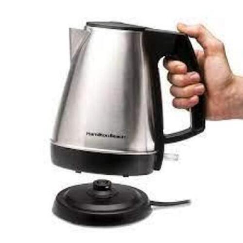 DESCRIPTION: (1) ELECTRIC KETTLE BRAND/MODEL: HAMILTON BEACH INFORMATION: SILVER RETAIL$: $20.00 EA SIZE: 1 LITER QTY: 1