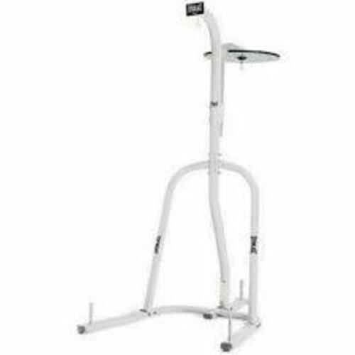 DESCRIPTION: (1) DUAL STATION HEAVY BAG STAND BRAND/MODEL: EVERLAST #P00000425 INFORMATION: WHITE RETAIL$: $129.99 QTY: 1
