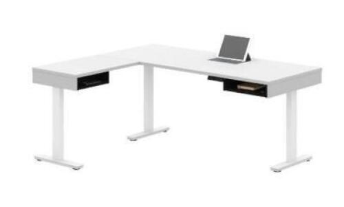 DESCRIPTION: (1) PRO-VEGAS L-SHAPED STANDING DESK BRAND/MODEL: BESTAR/130420-11017 INFORMATION: WHITE & BLACK/MISSING ONE BOX, MUST COME INTO INSPECT