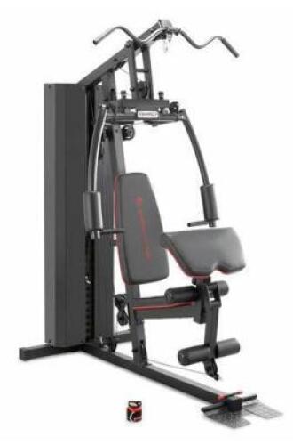DESCRIPTION: (1) DUAL FUNCTION HOME GYM BRAND/MODEL: MARCY/MKM-81010 INFORMATION: MISSING ONE BOX, SEE FOR INSPECTION RETAIL$: 999.99 SIZE: 73"L X 41"
