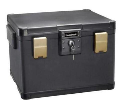 DESCRIPTION: (1) FIRE SAFE BRAND/MODEL: HONEYWELL/1108 INFORMATION: BLACK/FIRE CAPACITY: 1/2 HR RETAIL$: 246.48 SIZE: 13-39/64"H X 20"W X 12"D QTY: 1