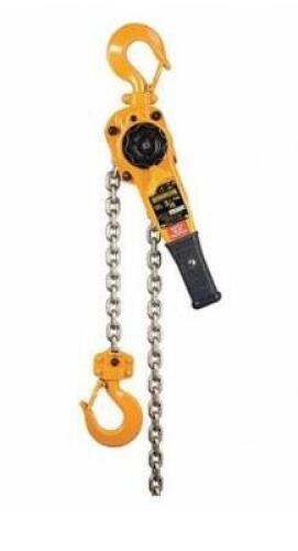 DESCRIPTION: (1) LEVER CHAIN HOIST BRAND/MODEL: HARRINGTON/LB008-SC-15 INFORMATION: LOAD CAPACITY: 1,500 LBS/YELLOW/MAX HOIST LIFT: 15' RETAIL$: 808.7