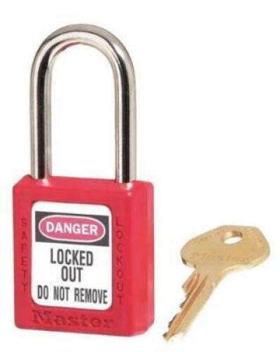 DESCRIPTION: (12) LOCKOUT PADLOCK BRAND/MODEL: MASTER LOCK/410MKW INFORMATION: RED/THERMOPLASTIC RETAIL$: 11.93 EACH SIZE: 1-3/4"BODY HEIGHT X 1-1/2"B