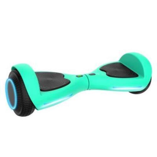 DESCRIPTION: (1) HOVERBOARD BRAND/MODEL: FLUXX/FX3 INFORMATION: TEAL/LED HEADLIGHTS/MAX SPEED: 6.2 MPH RETAIL$: 199.00 SIZE: 23.2"L X 7.48"W X 7.2"H Q