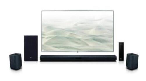 DESCRIPTION: (1) SOUNDBAR SURROUND SYSTEM BRAND/MODEL: LG/SLM3R INFORMATION: WITH WIRELESS SPEAKER/BLUETOOTH RETAIL$: 179.00 SIZE: 35.1"W X 2.3"H X 3.