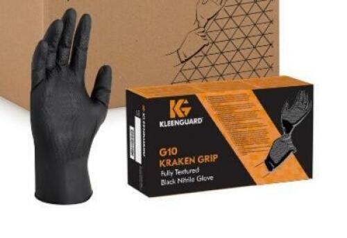 DESCRIPTION: (5) PACKS OF (90) NITRILE GLOVES BRAND/MODEL: KLEENGUARD/49279 INFORMATION: BLACK/FULLY TEXTURED RETAIL$: 47.69 PER PK OF 90 SIZE: 2XL QT
