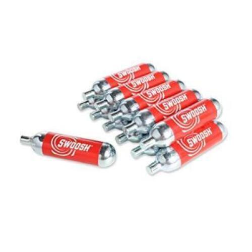 DESCRIPTION: (1) PACK OF (12) SWOOSH CO2 GUN CARTRIDGES BRAND/MODEL: SWOOSH/GGC-12 INFORMATION: SILVER RETAIL$: 51.53 PER PK OF 12 SIZE: 16G QTY: 1