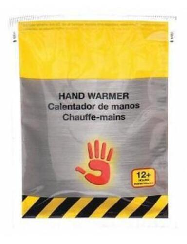DESCRIPTION: (1) PACK OF (50) HAND WARMER BRAND/MODEL: CONDOR/32HD77 INFORMATION: AVERAGE TEMP: 109F/HEATING TIME: UP TO 8HR RETAIL$: 61.40 PER PK OF