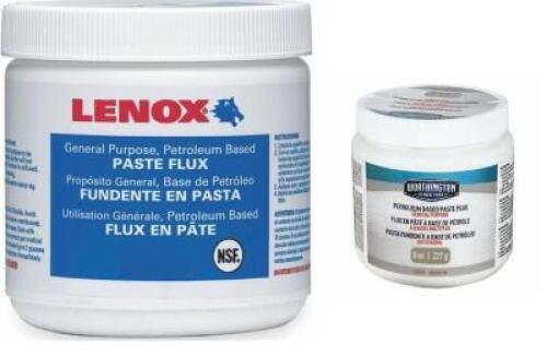 DESCRIPTION: (16) PASTE FLUX BRAND/MODEL: WORTHINGTON, LENOX/331931 INFORMATION: LEAD FREE/PETROLEUM BASED RETAIL$: 19.99 EACH SIZE: 8 OZ. QTY: 16
