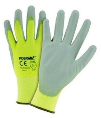 DESCRIPTION: (2) PACKS OF (12) POSIGRIP INDUSTRIAL GLOVE BRAND/MODEL: WEST CHESTER/HVY713SUTSS INFORMATION: HIGH-VISIBILITY YELLOW/COATED PALM RETAIL$