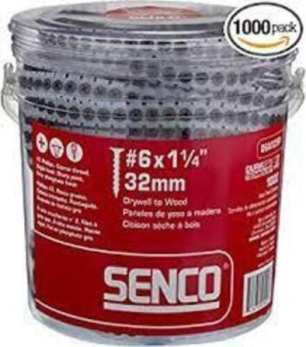 DESCRIPTION: (4) PACKS OF (1000) DRYWALL SCREWS BRAND/MODEL: SENCO RETAIL$: $21.98 EA SIZE: #6 1-1/4 QTY: 4