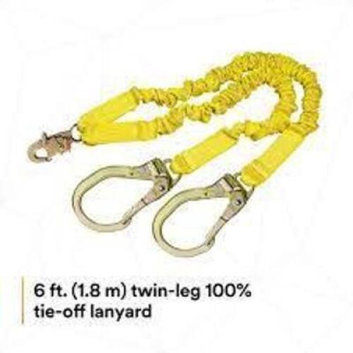 DESCRIPTION: (1) DUAL LEG LANYARD WITH D RING BRAND/MODEL: DBI-SALA SHOCKWAVE 2 INFORMATION: YELLOW RETAIL$: $330.00 EA SIZE: 6 FT QTY: 1