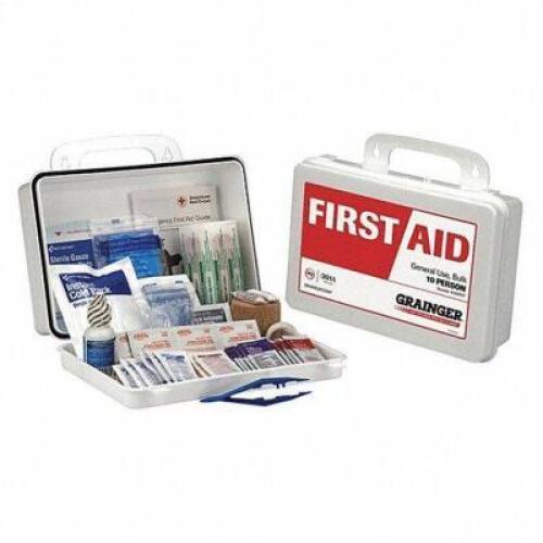 DESCRIPTION: (2) FIRST AID KIT BRAND/MODEL: GRAINGER #480F97 RETAIL$: $50.00 EA SIZE: 10 PERSON KIT QTY: 2